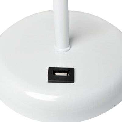Creekwood Home Oslo 19.5" LED Table Lamp with USB Port, White Base/Gray Shade, 2/Set (CWT-2011-GO-2PK)