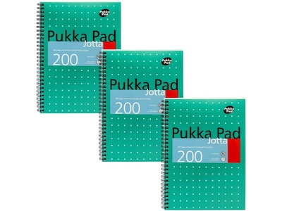 Pukka Pad Metallic Jotta Professional Notebooks, 6.9 x 9.8, College Ruled, 100 Sheets, Green, 3/Pa