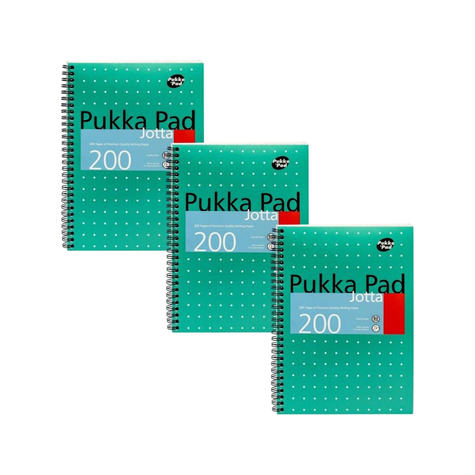 Pukka Pad Metallic Jotta Professional Notebooks, 6.9 x 9.8, College Ruled, 100 Sheets, Green, 3/Pack (8520-MET)