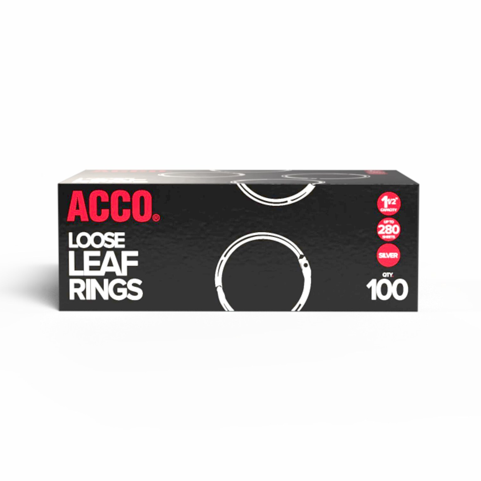 ACCO Book Rings, Silver, 100/Box (A7072204)