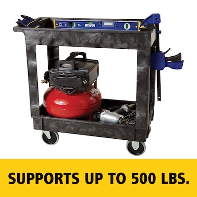 Rubbermaid 2-Shelf Plastic/Poly Mobile Utility Cart, Black (FG9T6600BLA)