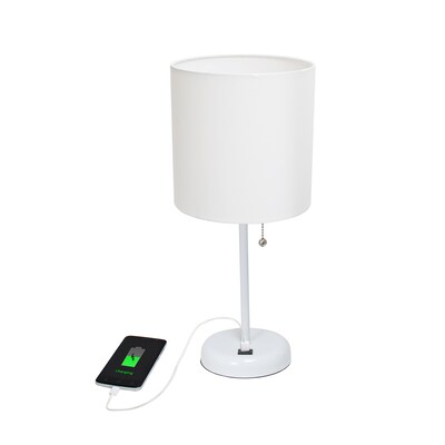 Creekwood Home Oslo 19.5" LED Table Lamp with USB Port, White (CWT-2011-WO-LB)