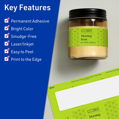 Avery Printable Rectangle Multipurpose Labels, 2 x 7, Bright Green, 160/Pack (94243)