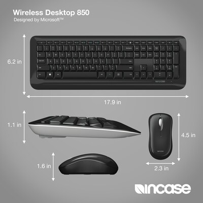 Incase Wireless Desktop 850 Designed by Microsoft Keyboard and Optical Mouse Combo, Black (PY9-00001)