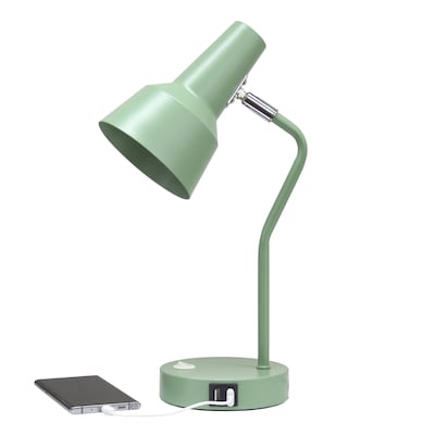 Simple Designs Sleek Essentials LED Desk Lamp, 15.2", with USB Ports, Sage Green (LD1072-SGE)