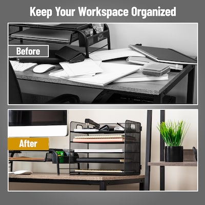 Mind Reader 5-Compartment Metal Desk Tray, Black (5MTROG-BLK)