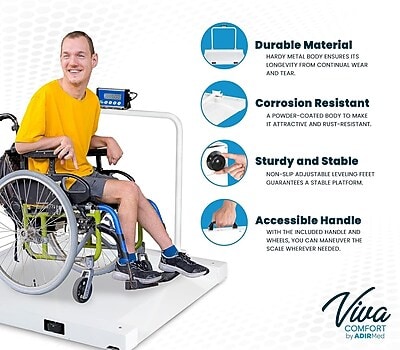 Viva Comfort ME904 Digital Wheelchair Weight Scale, White, 1100 lbs. Capacity, (ADI904-03-MK)