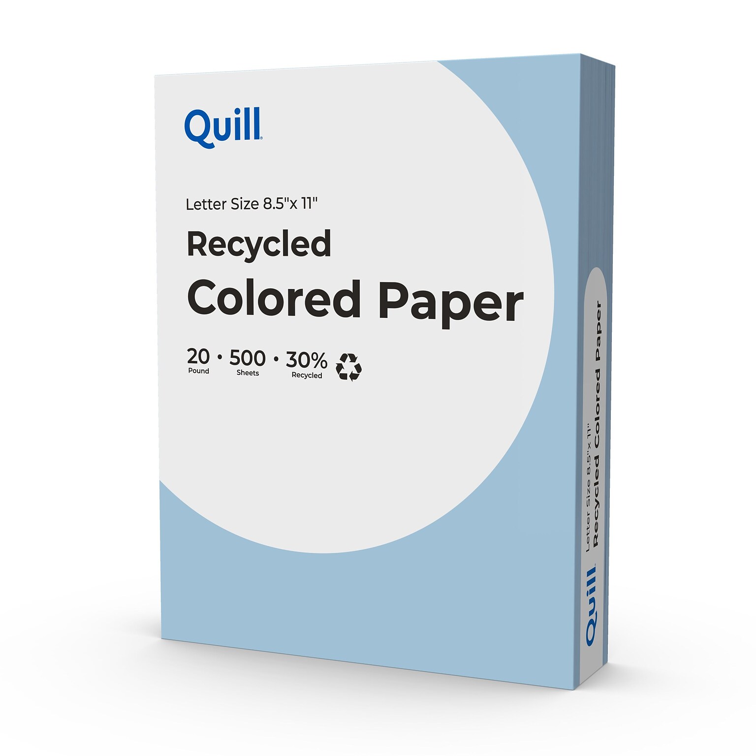 Quill Brand® 30% Recycled Colored Multipurpose Paper, 20 lbs., 8.5 x 11, Blue, 500 sheets/Ream