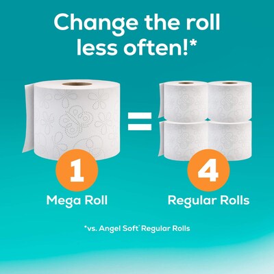 Angel Soft Mega Toilet Paper, 2-Ply, White, 320 Sheets/Roll, 48 Rolls/Pack (79403/50)