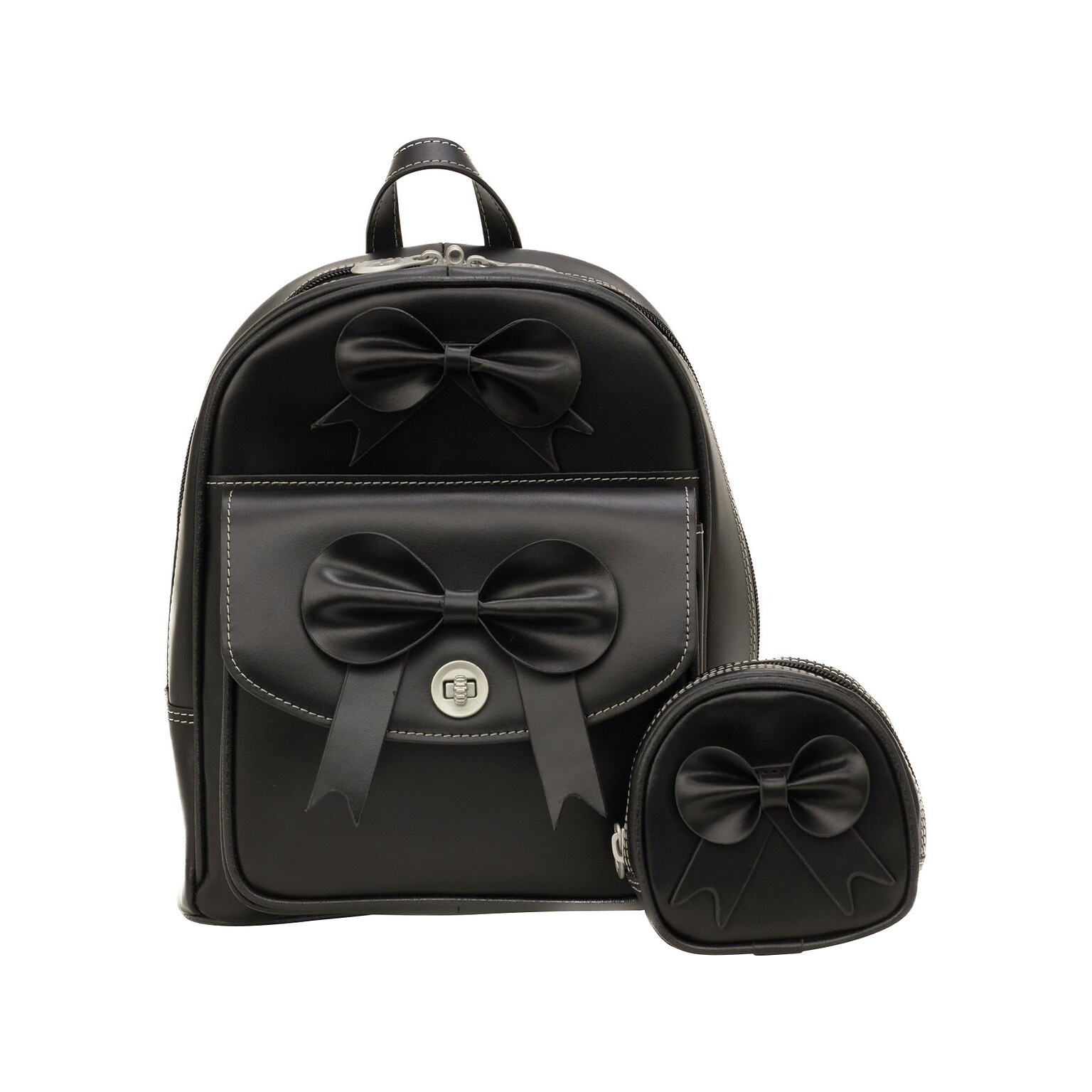 McKleinUSA ACADIA Mini Bow Backpack with Coin Purse, Black (99715)