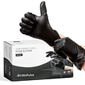 FifthPulse Powder Free Vinyl Exam Gloves, Latex Free, Medium, Black 100/Box (FMN100034)