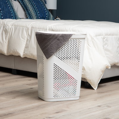 Mind Reader 15.85-Gallon Slim Laundry Hamper with Lid, Plastic, White (HBIN60-WHT)