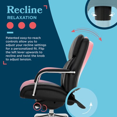 La-Z-Boy Symphony Ergonomic Bonded Leather Swivel Executive Chair, Black and Chrome (CCHR10013D)