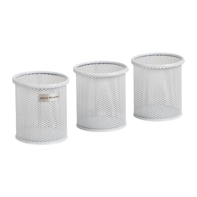 Mind Reader Metal Pen and Accessory Holder Desk Organizer, White, 3-Pieces (CLIPMESH3-WHT)