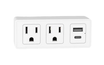 LAX 2-Outlet Surge Protector 300j with USB-C Port and USB-A Port, White