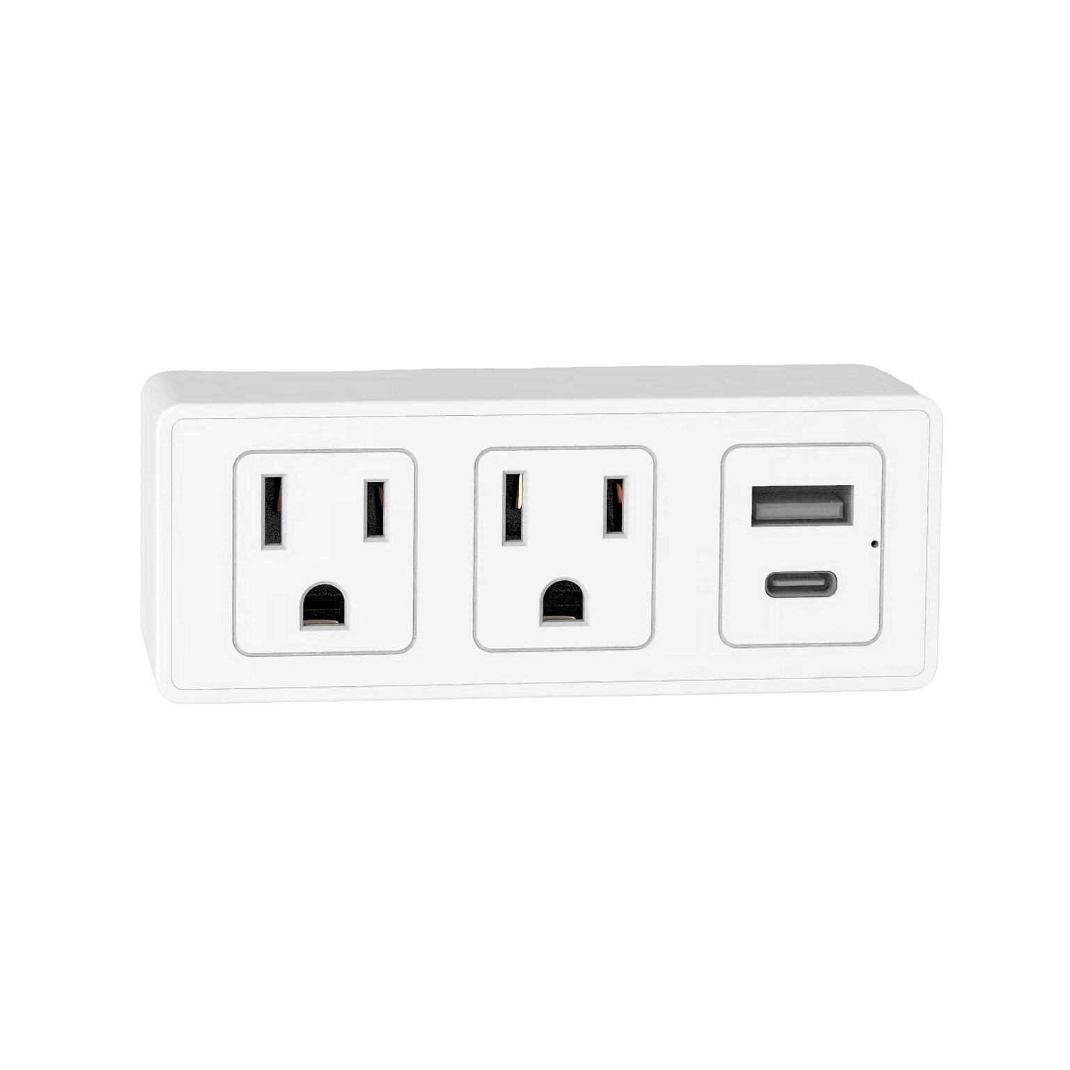 LAX 2-Outlet Surge Protector 300j with USB-C Port and USB-A Port, White