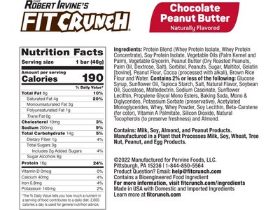 FITCRUNCH Gluten-Free Chocolate Peanut Butter High-Protein Baked Bar, 1.62 oz., 9 Bars/Box (FC201E)