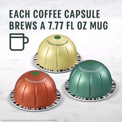 Starbucks Variety Pack Coffee Nespresso Vertuo Capsules, 32/Box (117671)