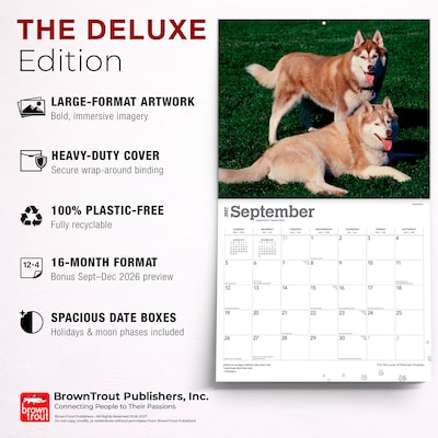 2027 BrownTrout For the Love of Siberian Huskies 14" x 12" Monthly Wall Calendar, Assorted Colors (9798330709274)