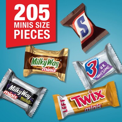 Milky Way, Twix, 3 Musketeers and Snickers Minis Chocolate Candy Bars, 62.6 oz., 205 Pieces (220-000