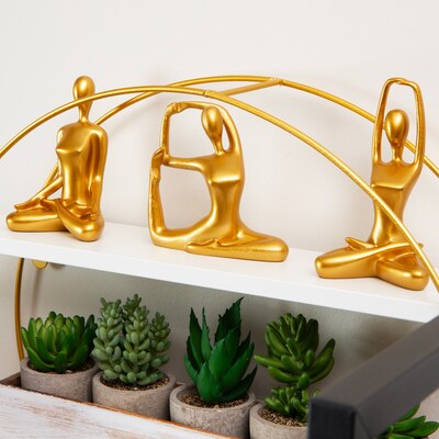 Mind Reader Meditation Yoga Figurines, Set of 3, Gold (MEDEC3-GLD)