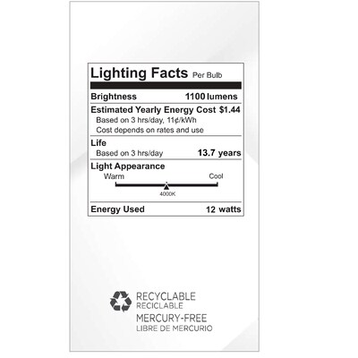 Viribright 12 Watts Cool White LED Household Bulb, 4/Pack (450110-4)