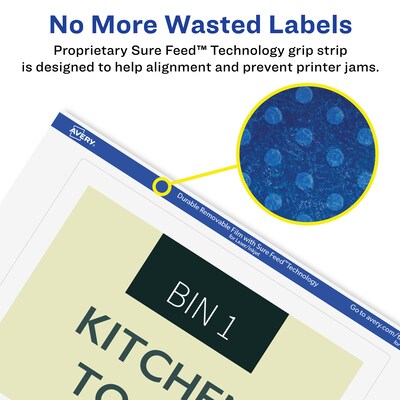 Avery Durable Removable Rectangle Multipurpose Labels, 5" x 7", White, 30/Pack (94258)