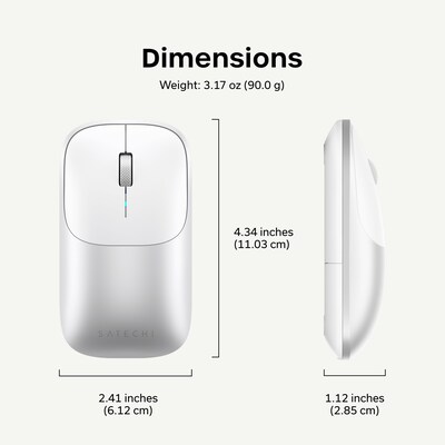 Satechi Slim EX Wireless Ambidextrous USB-C Mouse, Silver (ST-MEXS)