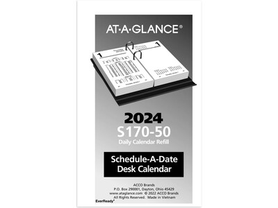 2024 AT-A-GLANCE Financial 6 x 3.5 Daily Desk Calendar Refill, White/Black (S170-50-24)