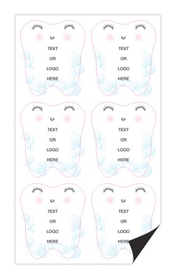 Custom Full Color Tooth Shaped Magnets, 30 mil. Magnetic stock, 6-Perforated Magnets per Sheet, 3 x