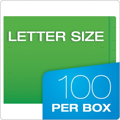 Pendaflex Recycled End Tab File Folder, Straight Cut, Letter Size, Green, 100/Box (H110DGR)