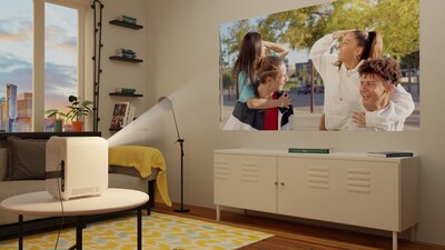 HP CC180 Projector with Roku and 80" Projector, White