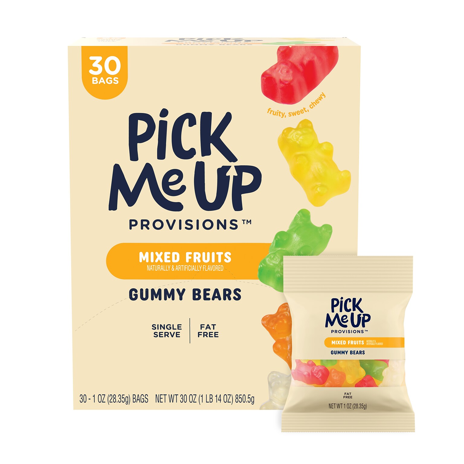 Pick Me Up Provisions™ Mixed Fruits Gummy Bears, 1 oz., 30 Bags/Box (PM63515)