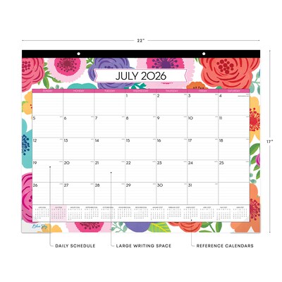 2026-2027 Blue Sky Mahalo 17 x 22 Academic Monthly Wall Calendar, Assorted Colors (100157-A27)