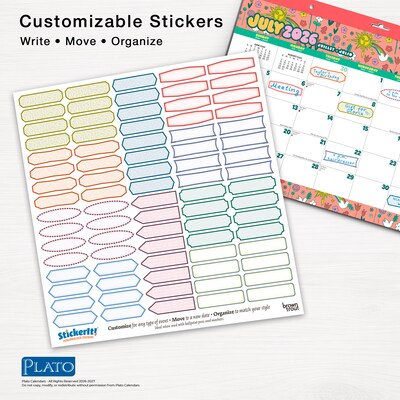 2026-2027 Plato Good Vibes 14" x 10" Academic Monthly Desk Pad Calendar (9798330709199)