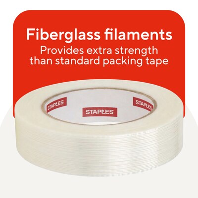 Staples Filament Tape, 24mm x 55m, Reinforced Strapping Tape — 12/Pack (52946)