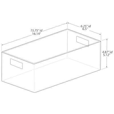 Azar Narrow Storage Tote Bin With Handle, 5.12 x 6.5x 16.14, Clear, 4/Pack (556744-4PK)