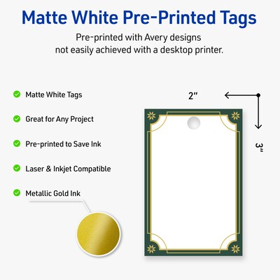 Avery 3 Blank Price & Merchandise Tags, White, 80/Carton (S00-FDP-PRMWT10)