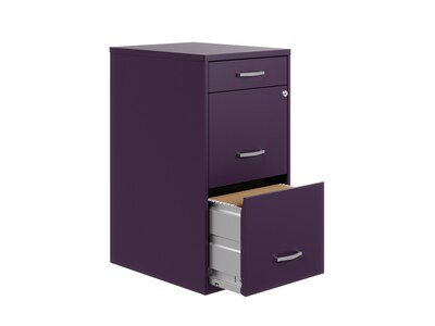 Space Solutions SOHO Organizer 3-Drawer Vertical File Cabinet, Letter Size, Lockable, Midnight Purple (25281)