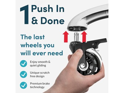 Lifelong Wheels Chair Caster, Clear/Black, 5/Set (B0B8LD3VSW)