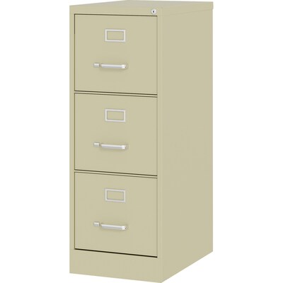 Lorell Fortress 3-Drawer Vertical File Cabinet, Letter Size, Lockable, 40.2"H x 15"W x 22"D, Putty (LLR42296)