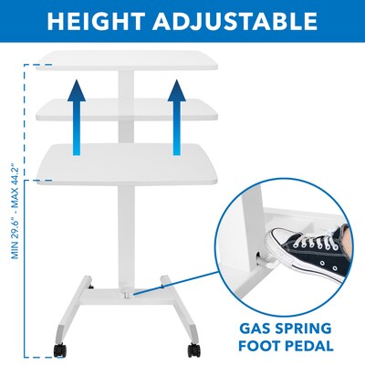 Mount-It! Height Adjustable Rolling Laptop Desk, Holds 17 lbs., White (MI-7997)