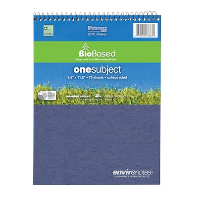 Roaring Spring Paper Products BioBased 1-Subject Professional Notebooks, 11.5 x 8.5, College Ruled, 70 Sheets, Each (13363)