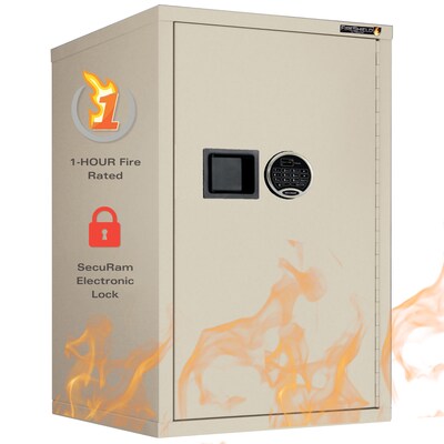 FireKing FireShield Storage Cabinet, Fire Resistant, Single Door w/ Electronic Lock, Parchment (HSC-3422-DPTEL)