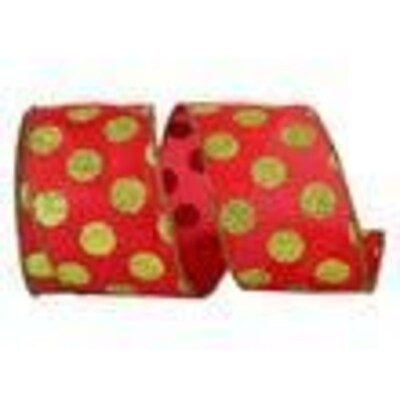 JAM Paper Ribbon, Red with Lime Glitter Dots (52640348586)