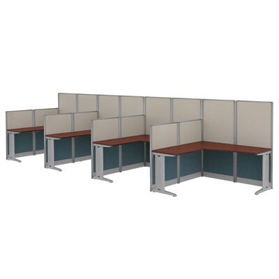 Regency Instant Office 63H x 258W 4 Person L-Shaped Cubicle Panel Workstation, Hansen Cherry (IO36494-03K-4P)