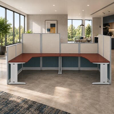 Regency Instant Office 63H x 129W 2 Person L-Shaped Cubicle Panel Workstation, Hansen Cherry (IO36494-03K-2P)