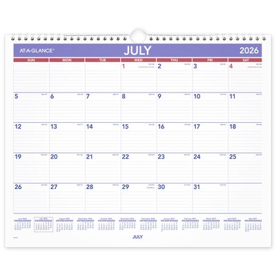 2026-2027 AT-A-GLANCE 15 x 12 Academic Monthly Wall Calendar, Purple/Red (AY8-28-27)