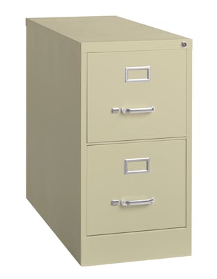 Hirsh Commercial 2-Drawer Vertical File Cabinet, Letter Size, Lockable, 28.375H x 15W x 26.5D, Putty (14026)