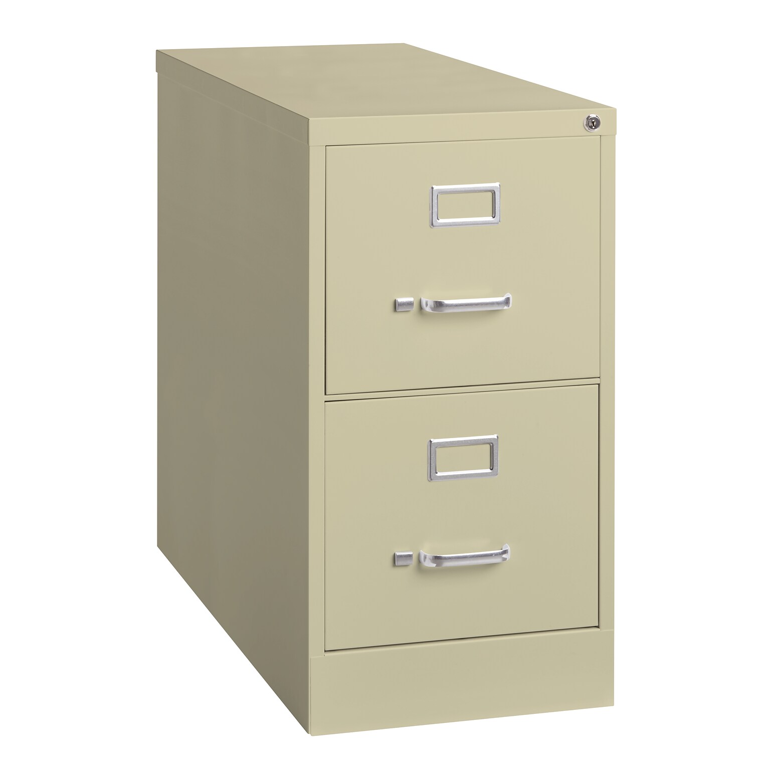 Hirsh Commercial 2-Drawer Vertical File Cabinet, Letter Size, Lockable, 28.375H x 15W x 26.5D, Putty (14026)